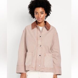 NWT Old Navy Canvas Barn Jacket Antique Rose Pink Coat Small Tall